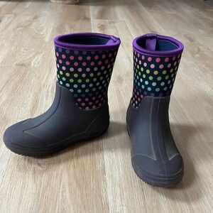 Western Chief Kids' Polka Dot Snow & Rain Boots - Black and Purple